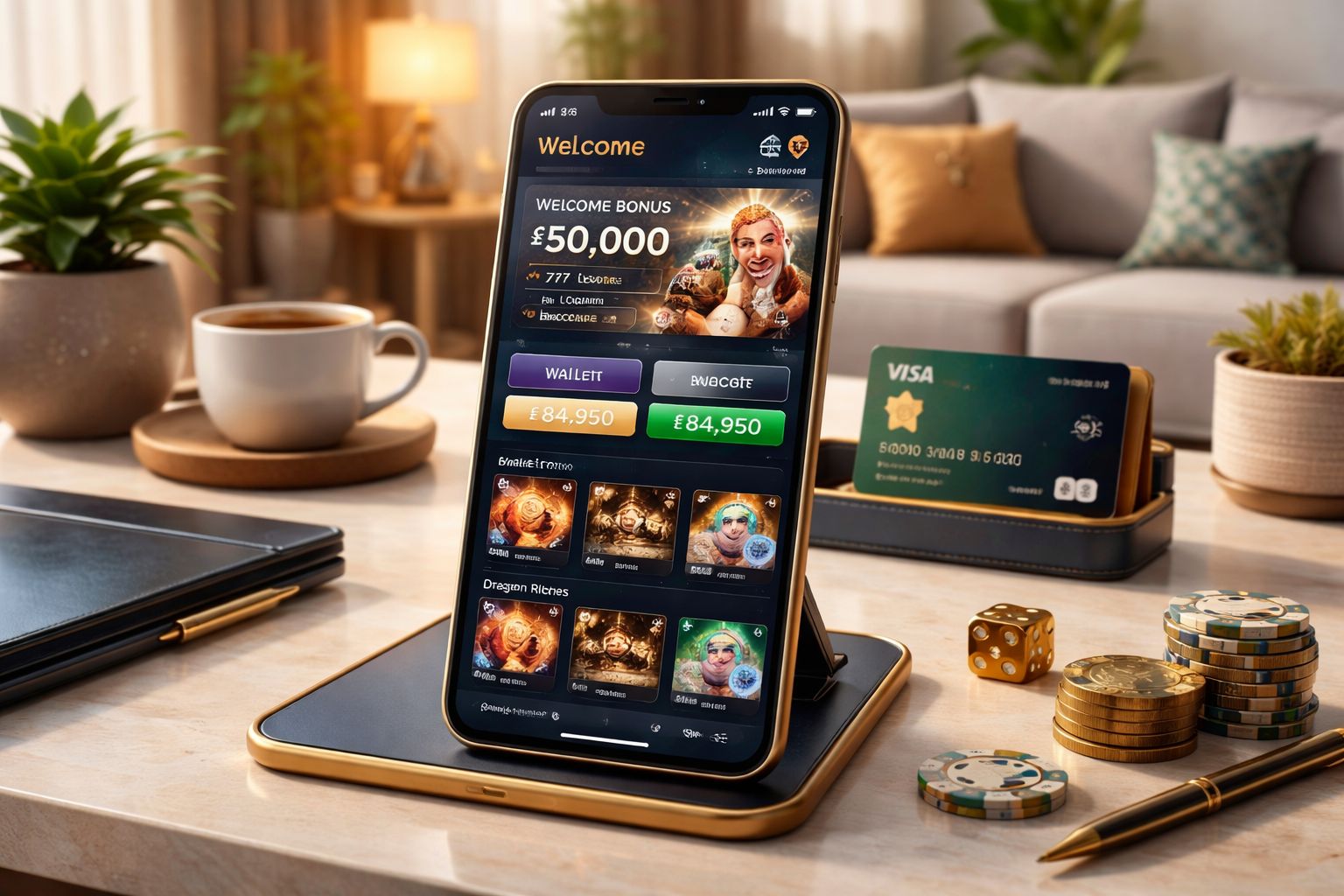 Premium ACE444 mobile gaming concept with elegant casino visuals and smooth account access for Bangladesh players